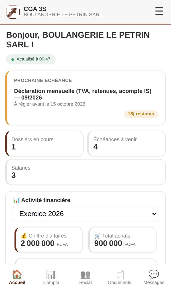 Espace client de CHIPNKE sur téléphone